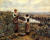 Daniel Ridgway Knight Knight Picking Flowers painting